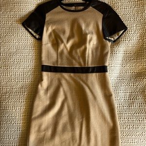 Club Monaco form fitting dress with leather detailing
